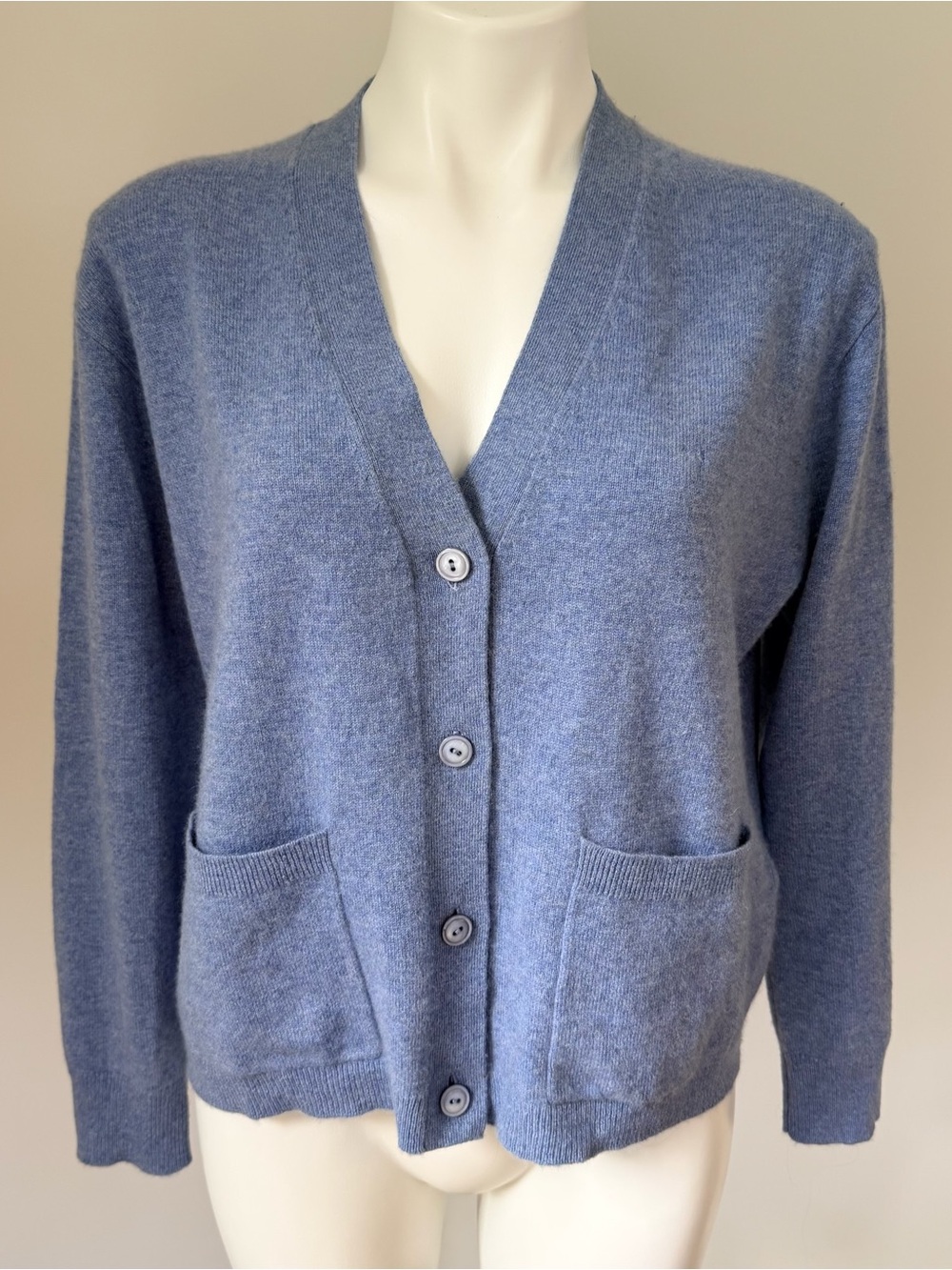 J.Crew Baby Blue Patch Pocket Cashmere V-Neck Cardigan